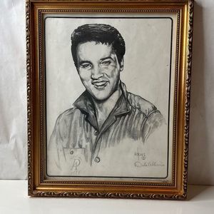 Elvis Presley Pencil Sketch by Dale Adkins Framed Wall Art Decor Print Sketch